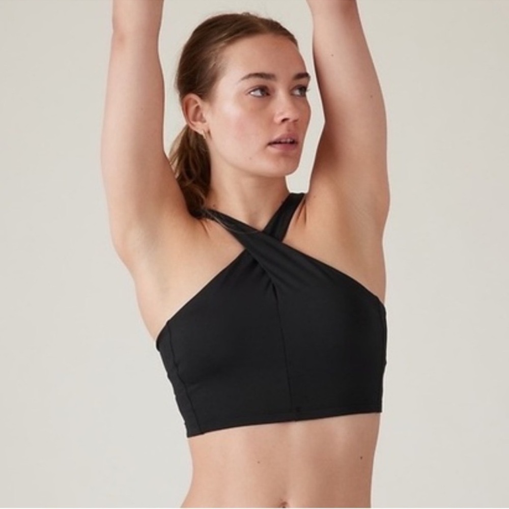 NEW Athleta Crossed Bikini Top Black A-C Cup 535779 Size Medium NWT